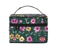 WXZYFP Belle trousse de maquillage de voyage à fleurs violettes, essentielle pour les amateurs de voyage en plein air, a une structure interne simple.