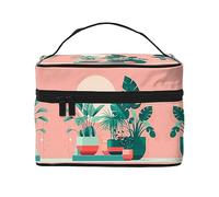 WXZYFP Belle trousse de maquillage de voyage pour plantes vertes en pot, indispensable pour les amateurs de voyage en plein air, a une structure interne simple, noir, taille unique