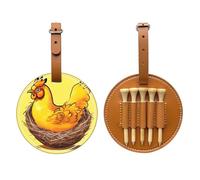 WXZYFP Bird's Nest Golden Chicken Brown Sac de rangement pour tees de golf en cuir PU imprimé sur un seul côté, design à 5 points avec clip ceinture de 20 cm.