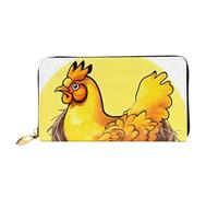 WXZYFP Bird's Nest Golden Chicken Portefeuille long en cuir, impression double face, matériau en cuir microfibre, unisexe, imperméable et durable, noir, taille unique
