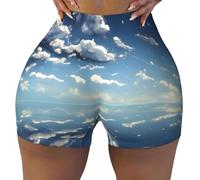 WXZYFP Blue Sky and White Clouds Stretch and Comfortable Women Sports Stretch Stretch Short Stretch Fit for Daily Leisure Sports, Noir/blanc, XXL