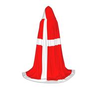 WXZYFP Cape à capuche avec drapeau danois de taille moyenne pour adolescents, adaptée pour Halloween et les fêtes à thème, facile à laver et à entretenir.
