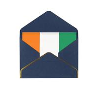 WXZYFP Carte de vœux drapeau de la Côte d'Ivoire en papier nacré bleu avec bords dorés, le papier est épais et résistant, et il peut être ouvert et fermé par pliage.
