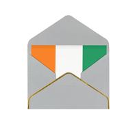 WXZYFP Carte de vœux Drapeau de la Côte d'Ivoire en papier nacré gris clair avec bordure dorée, le papier est épais et résistant, et il peut être ouvert et fermé par pliage.