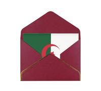 WXZYFP Carte de vœux drapeau de l'Algérie rouge foncé avec bordure dorée, le papier est épais et résistant, et il peut être ouvert et fermé par pliage.