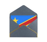 WXZYFP Carte de vœux en papier nacré avec drapeau du Congo noir et doré, le papier est épais et résistant, et il peut être ouvert et fermé par pliage.