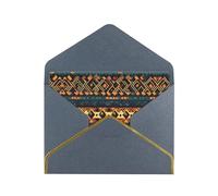 WXZYFP Carte de vœux en papier nacré avec texture ethnique tribale africaine, noir et doré, le papier est épais et résistant, et il peut être ouvert et fermé en le pliant.