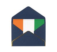 WXZYFP Carte de vœux en papier nacré bleu avec drapeau de la Côte d'Ivoire, le papier est épais et résistant, et il peut être ouvert et fermé en le pliant.