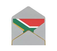 WXZYFP Carte de vœux en papier nacré gris clair avec drapeau de l'Afrique du Sud, le papier est épais et résistant, et il peut être ouvert et fermé en pliant.