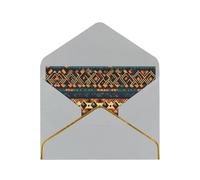 WXZYFP Carte de vœux en papier nacré gris clair avec texture ethnique tribale africaine, le papier est épais et résistant, et il peut être ouvert et fermé en le pliant.