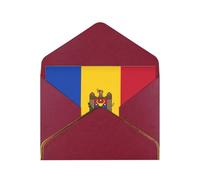 WXZYFP Carte de vœux en papier nacré rouge foncé avec motif drapeau de la Moldavie, le papier est épais et résistant, et il peut être ouvert et fermé par pliage.