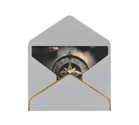 WXZYFP Carte de vœux Magical Design Norse Runes Boussole gris clair avec bords dorés en papier nacré, le papier est épais et résistant, et il peut être ouvert et fermé en le pliant.