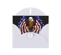 WXZYFP Cartes de vœux en papier blanc nacré avec drapeau des États-Unis, motif aigle patriotique, brillant des deux côtés, adaptées pour les vœux de vacances.