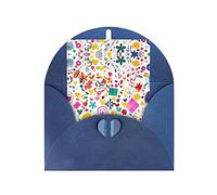 WXZYFP Cartes de vœux en papier nacré avec enveloppes, double face, nacré, convient pour les vœux et les invitations de vacances fond bleu joyeux anniversaire