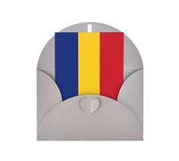 WXZYFP Cartes de vœux en papier nacré avec enveloppes, double face, nacré, convient pour les vœux et les invitations de vacances Drapeau de la Roumanie Gris