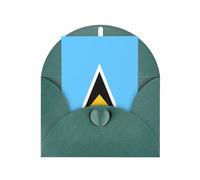 WXZYFP Cartes de vœux en papier nacré avec enveloppes, double face, pour vœux et invitations de vacances, drapeau de Sainte Lucie Vert foncé