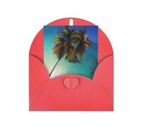 WXZYFP Cartes de vœux en papier nacré avec enveloppes, nacré double face, adaptées pour les vœux et les invitations de vacances, plage, noix de coco, rouge soleil