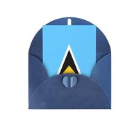 WXZYFP Cartes de vœux en papier nacré avec enveloppes, nacré double face, convient pour les vœux de vacances et les invitationsDrapeau de Sainte-Lucie Bleu