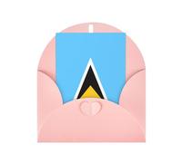 WXZYFP Cartes de vœux en papier nacré avec enveloppes, nacré double face, convient pour les vœux de vacances et les invitationsDrapeau de Sainte-Lucie Rose