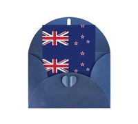 WXZYFP Cartes de vœux en papier nacré avec enveloppes, nacré double face, convient pour les vœux et les invitations de vacances, drapeau néo-zélandais bleu