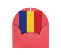 WXZYFP Cartes de vœux en papier nacré avec enveloppes, nacré double face, convient pour les vœux et les invitations de vacances, drapeau de la Roumanie rouge