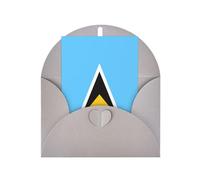 WXZYFP Cartes de vœux en papier nacré avec enveloppes, nacré double face, convient pour les vœux et les invitations de vacances, drapeau de Sainte-Lucie gris