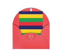 WXZYFP Cartes de vœux en papier nacré avec enveloppes, nacré double face, convient pour les vœux et les invitations de vacances Drapeau de l'île Maurice Rouge
