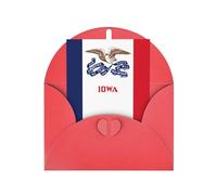WXZYFP Cartes de vœux en papier nacré avec enveloppes, nacré double face, convient pour les vœux et les invitations de vacances, drapeau de l'État de l'Iowa, rouge