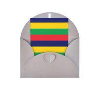 WXZYFP Cartes de vœux en papier nacré avec enveloppes, nacré double face, convient pour les vœux et les invitations de vacances Drapeau de l'île Maurice Gris