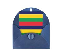 WXZYFP Cartes de vœux en papier nacré avec enveloppes, nacré double face, convient pour les vœux et les invitations de vacances, drapeau de l'île Maurice Bleu
