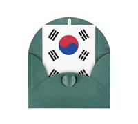 WXZYFP Cartes de vœux en papier nacré avec enveloppes, nacré double face, convient pour les vœux et les invitations de vacances, drapeau de la République de Corée, vert foncé