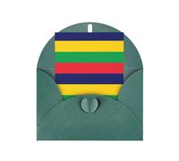 WXZYFP Cartes de vœux en papier nacré avec enveloppes, nacré double face, convient pour les vœux et les invitations de vacances, drapeau de l'île Maurice Vert foncé