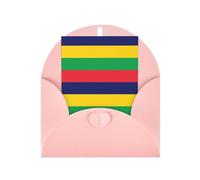 WXZYFP Cartes de vœux en papier nacré avec enveloppes, nacré double face, convient pour les vœux et les invitations de vacances, drapeau de l'île Maurice Rose