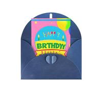 WXZYFP Cartes de vœux en papier nacré avec enveloppes, nacrées double face, adaptées pour les vœux de vacances et les invitations. Ballon d'anniversaire bleu