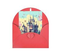 WXZYFP Cartes de vœux en papier nacré avec enveloppes, nacrées double face, adaptées pour les vœux et les invitations de vacances, château de conte de fées, rouge