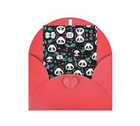 WXZYFP Cartes de vœux en papier nacré avec enveloppes, nacrées double face, adaptées pour les vœux et les invitations de vacances, visage mignon de panda, rouge
