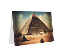 WXZYFP Cartes de vœux en papier nacré gris rêvant des pyramides de Khufu, brillantes des deux côtés, adaptées pour les vœux de vacances.