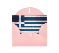 WXZYFP Cartes de vœux en papier nacré rose avec drapeau grec brillant des deux côtés, adaptées pour les vœux de vacances.