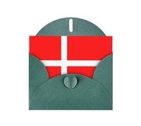 WXZYFP Cartes de vœux en papier nacré vert foncé avec drapeau danois du Danemark, brillantes des deux côtés, adaptées pour les vœux de vacances.
