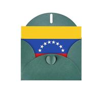 WXZYFP Cartes de vœux en papier nacré vert foncé avec drapeau du Venezuela, brillantes des deux côtés, adaptées pour les vœux de vacances.