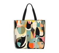 WXZYFP Chat d'art moderne du milieu du siècle. C'est un sac à bandoulière pratique, adapté pour le shopping, les voyages et les besoins de la vie quotidienne. Noir, taille unique