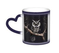 WXZYFP Chouette bleue tardive. C'est une tasse qui change de couleur, noire pour le froid et blanc pour chaud, et plus durable après le lavage à la main. Pyjama à manches courtes pour femme, haut de
