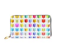 WXZYFP Colorful Cubes Portefeuille long en cuir, impression double face, matériau en cuir microfibre, unisexe, imperméable et durable, noir, taille unique