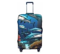 WXZYFP Corail requin sous-marin. La housse de protection pour la valise avec une impression unique double face vous aide à éviter de prendre la mauvaise valise pendant le voyage., blanc, taille L