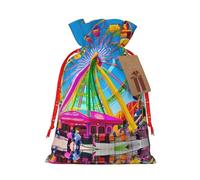 WXZYFP Corlorful Park Sac cadeau en lin avec cordon de serrage pour Noël, anniversaire, fête, facile à laver