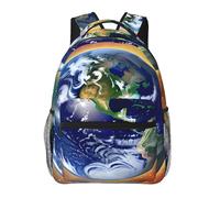 WXZYFP Cosmic Earth Un sac à dos avec un motif multi-facettes et plusieurs couches à l'intérieur pour un rangement superposé.