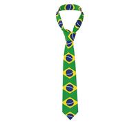 WXZYFP Cravate imprimée drapeau brésilien, cravate de costume pour homme, convient pour affaires, quotidien, anniversaire, mariage, banquet, noir, taille unique