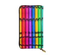 WXZYFP Crayons de couleur Portefeuille long en cuir imprimé double face, unisexe, 12 emplacements pour cartes de crédit, 3 emplacements pour espèces