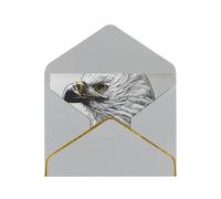 WXZYFP Croquis un aigle gris clair carte de vœux en papier nacré avec bords dorés, le papier est épais et résistant, et il peut être ouvert et fermé en le pliant.