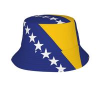 WXZYFP Drapeau de la Bosnie-Herzégovine Adulte Unisexe Chapeau Seau Pare-soleil Anti-rétrécissement Léger Respirant Pliable Facile à Ranger Noir